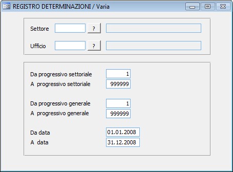 Stampa Registro determinazioni